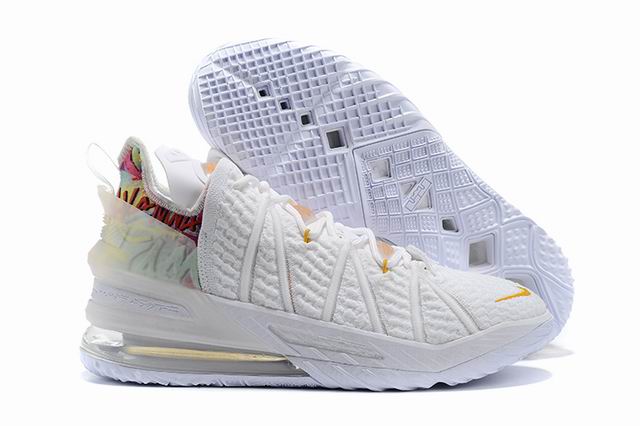 Nike Lebron 18 Men's Basketball Shoes White Yellow Multi-02